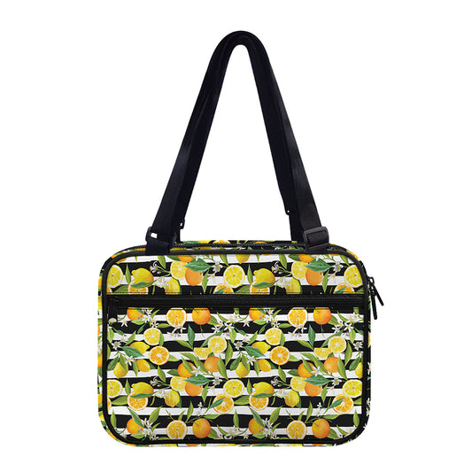 Orange And Lemon Striped Pattern Print Double Strap Bible Bag