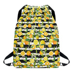 Orange And Lemon Striped Pattern Print Drawstring Backpack