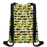 Orange And Lemon Striped Pattern Print Drawstring Backpack
