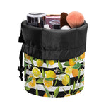 Orange And Lemon Striped Pattern Print Drawstring Makeup Bag
