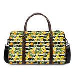 Orange And Lemon Striped Pattern Print Duffle Bag