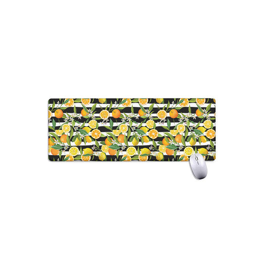 Orange And Lemon Striped Pattern Print Extended Mouse Pad