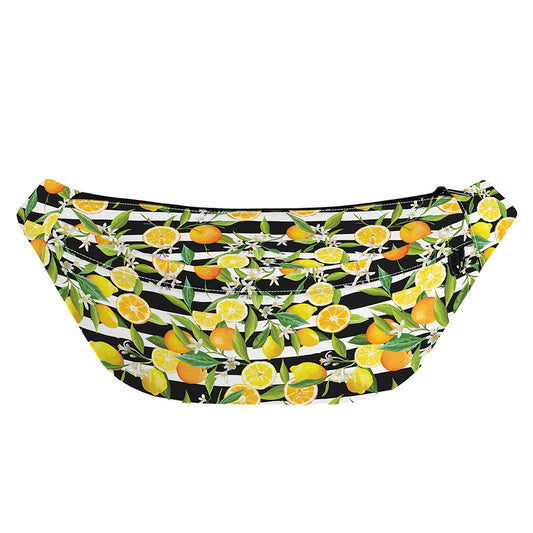 Orange And Lemon Striped Pattern Print Fanny Pack