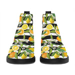 Orange And Lemon Striped Pattern Print Flat Ankle Boots