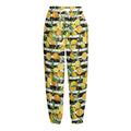 Orange And Lemon Striped Pattern Print Fleece Lined Knit Pants
