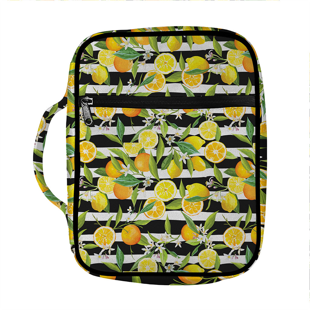 Orange And Lemon Striped Pattern Print Front Pocket Bible Bag