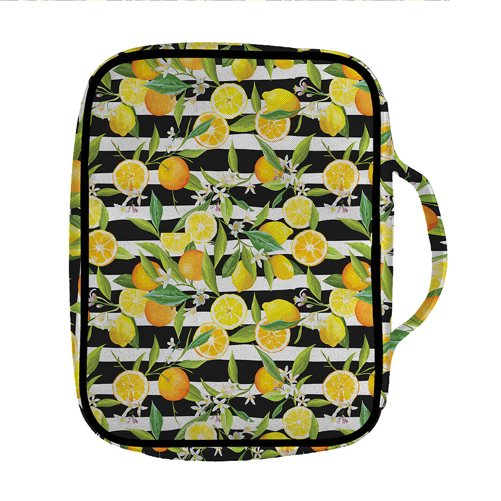Orange And Lemon Striped Pattern Print Front Pocket Bible Bag