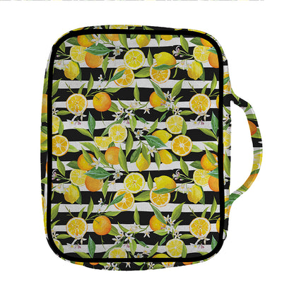 Orange And Lemon Striped Pattern Print Front Pocket Bible Bag
