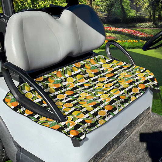 Orange And Lemon Striped Pattern Print Golf Cart Seat Cover