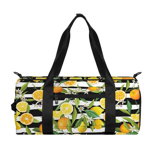 Orange And Lemon Striped Pattern Print Gym Bag