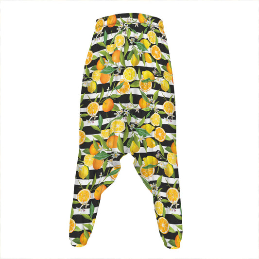 Orange And Lemon Striped Pattern Print Hammer Pants