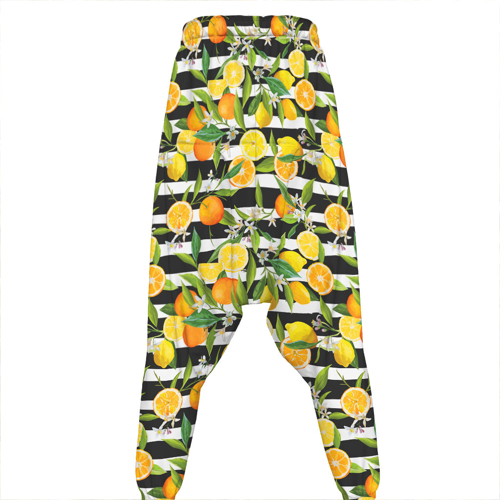 Orange And Lemon Striped Pattern Print Hammer Pants