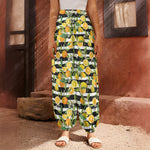 Orange And Lemon Striped Pattern Print Harem Pants