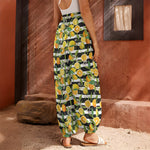 Orange And Lemon Striped Pattern Print Harem Pants