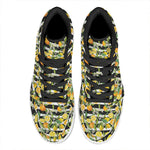 Orange And Lemon Striped Pattern Print High Top Leather Sneakers