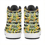 Orange And Lemon Striped Pattern Print High Top Leather Sneakers
