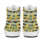 Orange And Lemon Striped Pattern Print High Top Leather Sneakers