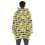 Orange And Lemon Striped Pattern Print Hoodie Blanket