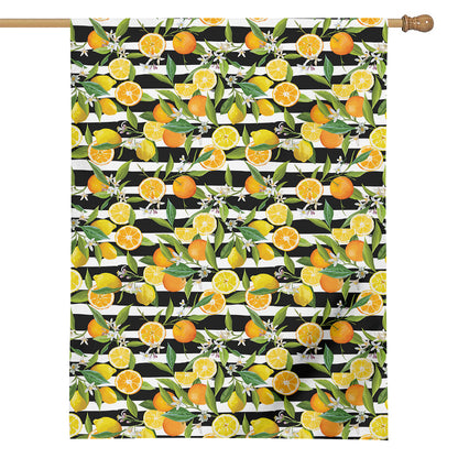 Orange And Lemon Striped Pattern Print House Flag