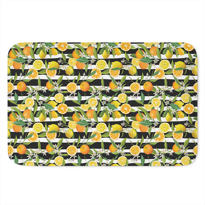 Orange And Lemon Striped Pattern Print Indoor Door Mat