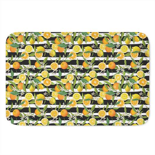 Orange And Lemon Striped Pattern Print Indoor Door Mat