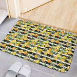 Orange And Lemon Striped Pattern Print Indoor Door Mat