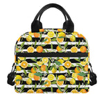 Orange And Lemon Striped Pattern Print Insulated Lunch Bag