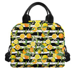 Orange And Lemon Striped Pattern Print Insulated Lunch Bag