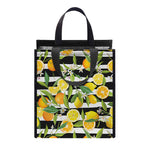 Orange And Lemon Striped Pattern Print Insulated Lunch Tote