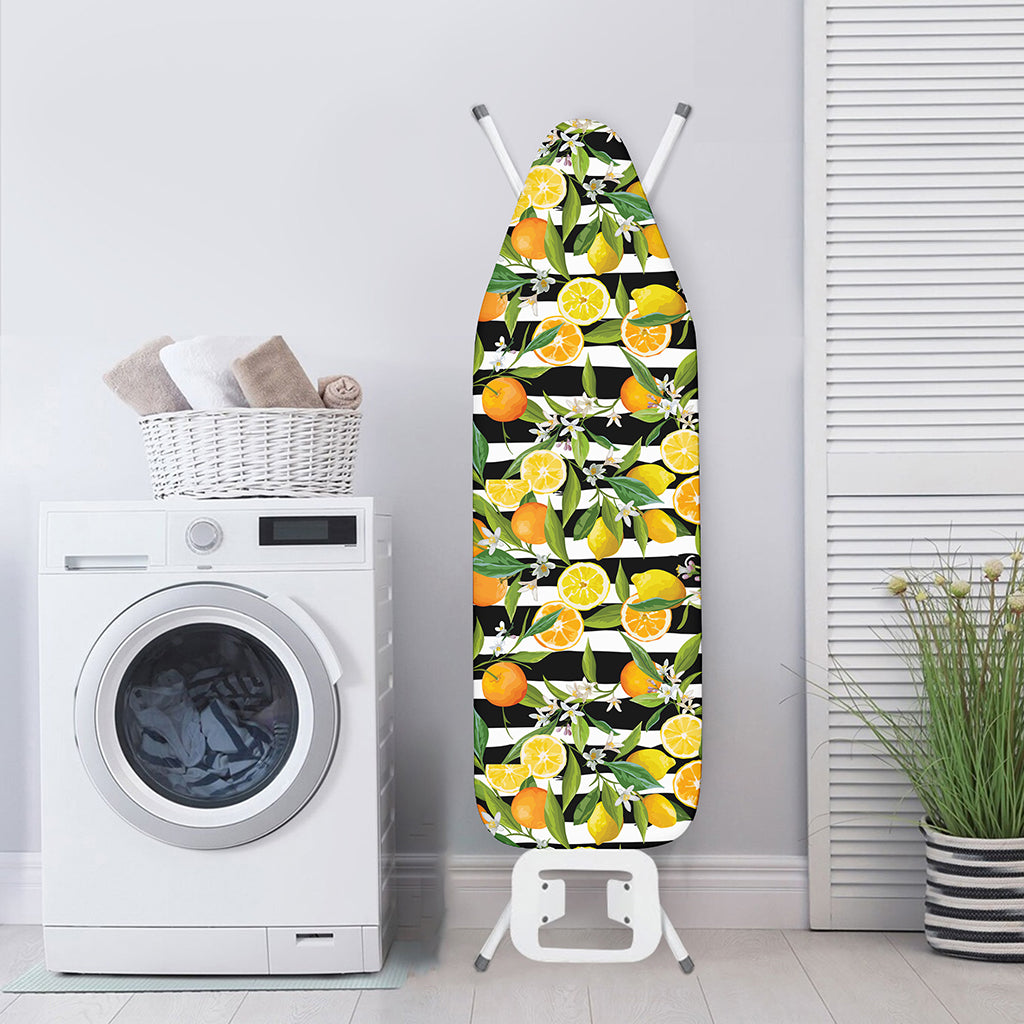 Orange And Lemon Striped Pattern Print Ironing Board Cover