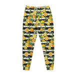 Orange And Lemon Striped Pattern Print Jogger Pants