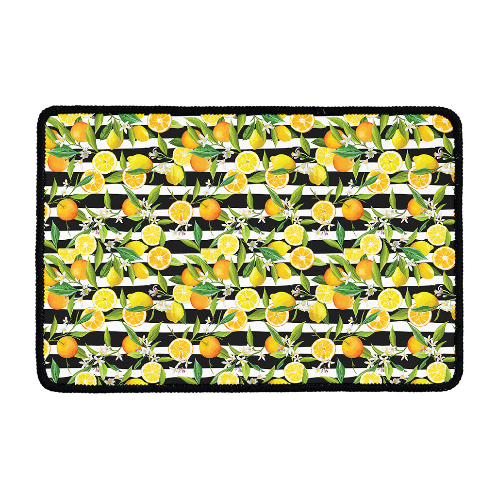 Orange And Lemon Striped Pattern Print Kitchen Mat