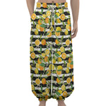 Orange And Lemon Striped Pattern Print Lantern Pants