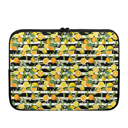 Orange And Lemon Striped Pattern Print Laptop Sleeve