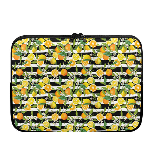 Orange And Lemon Striped Pattern Print Laptop Sleeve