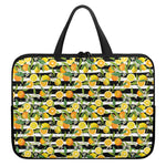 Orange And Lemon Striped Pattern Print Laptop Sleeve With Handle