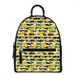 Orange And Lemon Striped Pattern Print Leather Backpack