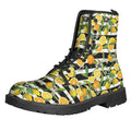 Orange And Lemon Striped Pattern Print Lace-Up Boots