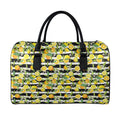Orange And Lemon Striped Pattern Print Leather Duffel Bag