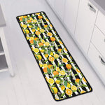 Orange And Lemon Striped Pattern Print Long Kitchen Mat