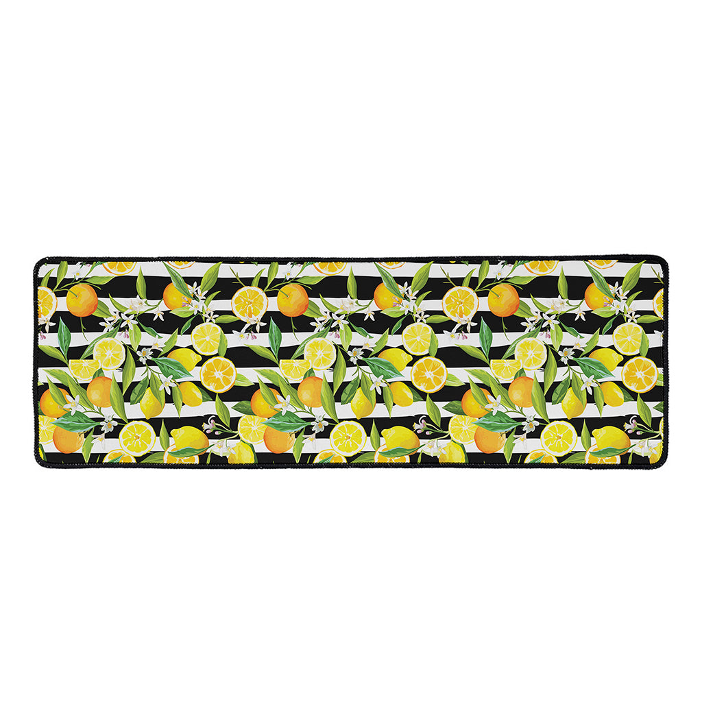 Orange And Lemon Striped Pattern Print Long Kitchen Mat