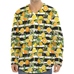 Orange And Lemon Striped Pattern Print Long Sleeve Baseball Jersey