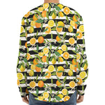 Orange And Lemon Striped Pattern Print Long Sleeve Baseball Jersey