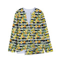 Orange And Lemon Striped Pattern Print Long Sleeve Short Coat