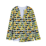 Orange And Lemon Striped Pattern Print Long Sleeve Short Coat