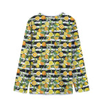 Orange And Lemon Striped Pattern Print Long Sleeve Short Coat