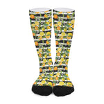 Orange And Lemon Striped Pattern Print Long Socks
