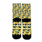Orange And Lemon Striped Pattern Print Long Socks