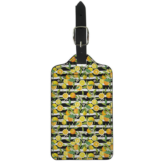 Orange And Lemon Striped Pattern Print Luggage Tag