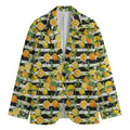 Orange And Lemon Striped Pattern Print Men's Blazer